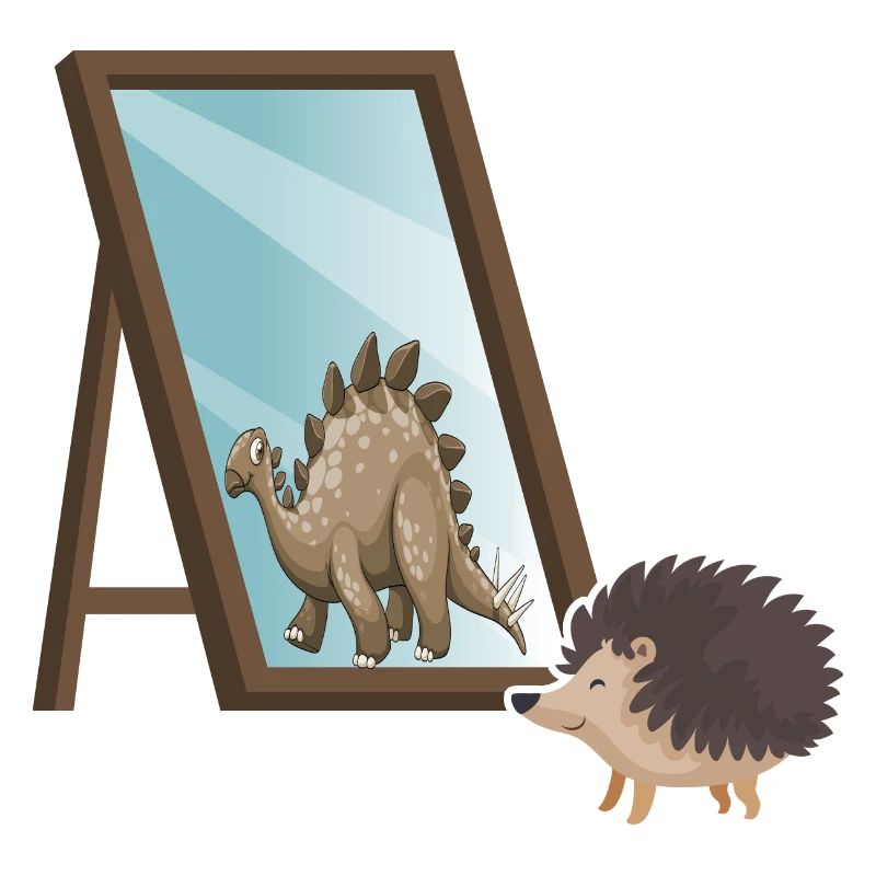 Autumn motivation hedgehog self-confident mirror image