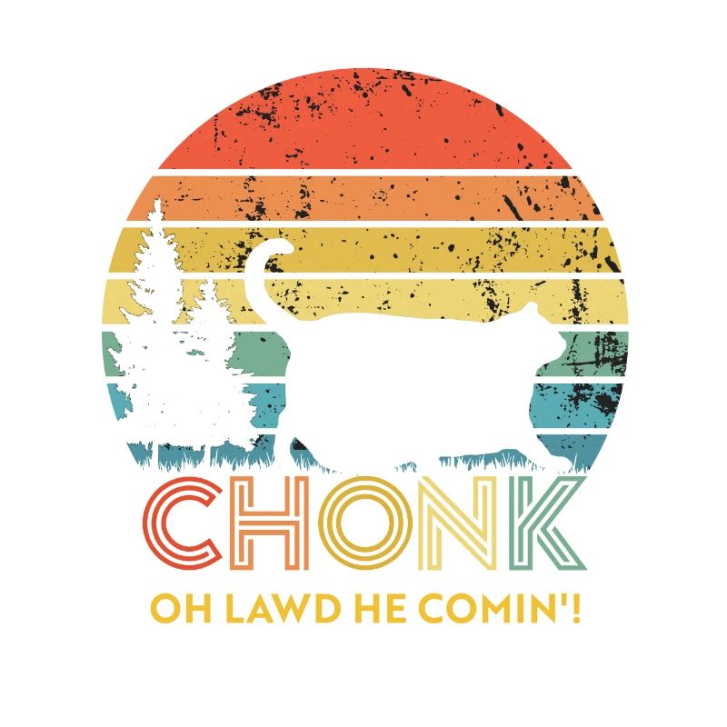 Retro coucher de soleil chat Chonk chubby chat