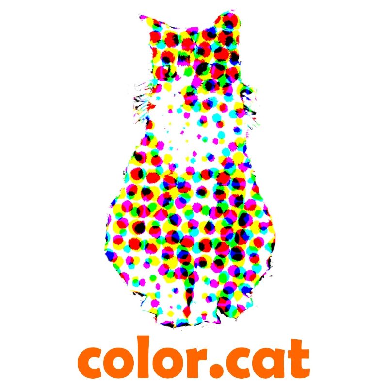 Chat roux avec des points de couleur color.cat