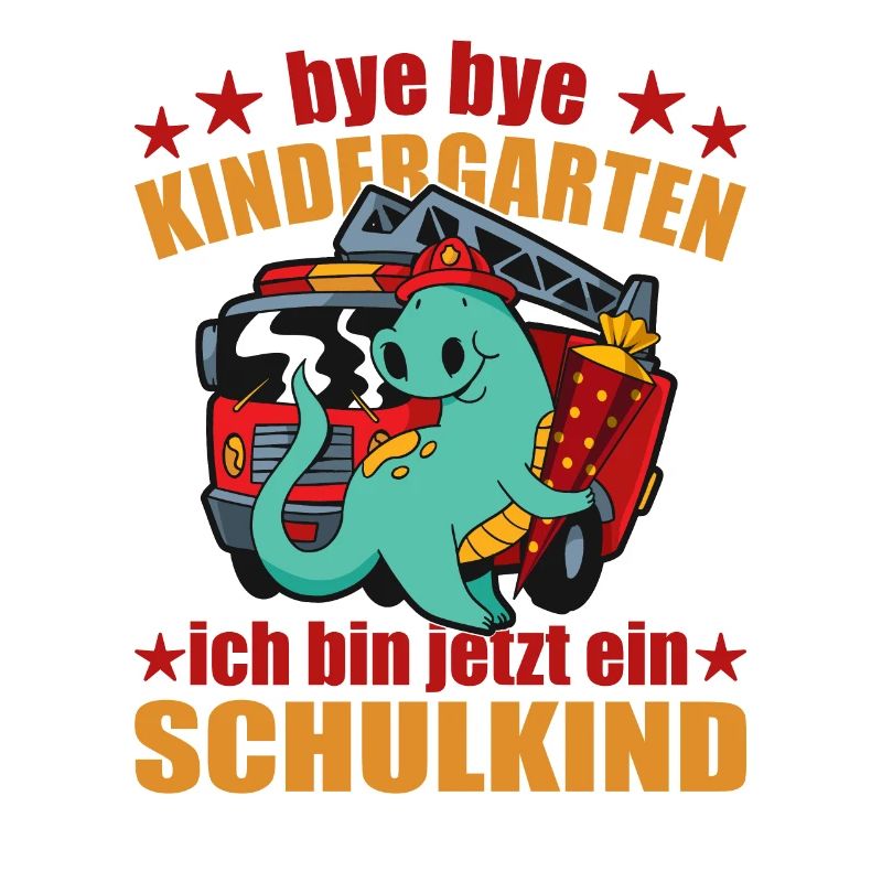 bye bye Kindergarten Schulkind Einschulung Dino
