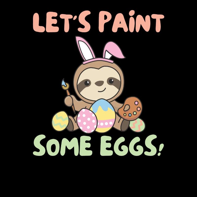 cute sloths at Easter with Easter eggs sloth