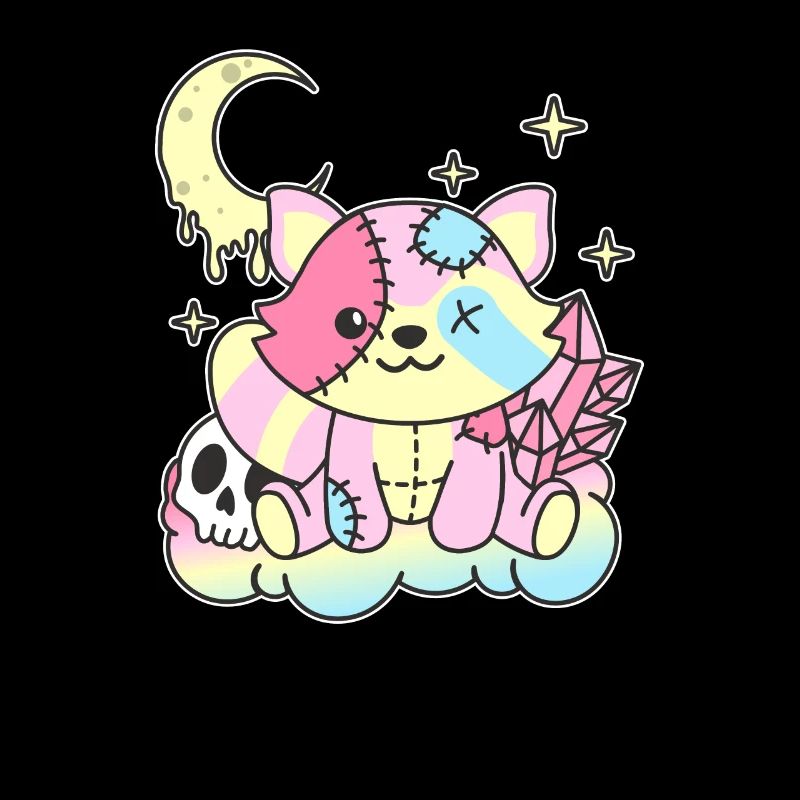 Kawaii Gothic Waschbär Pastellfarben Gothic