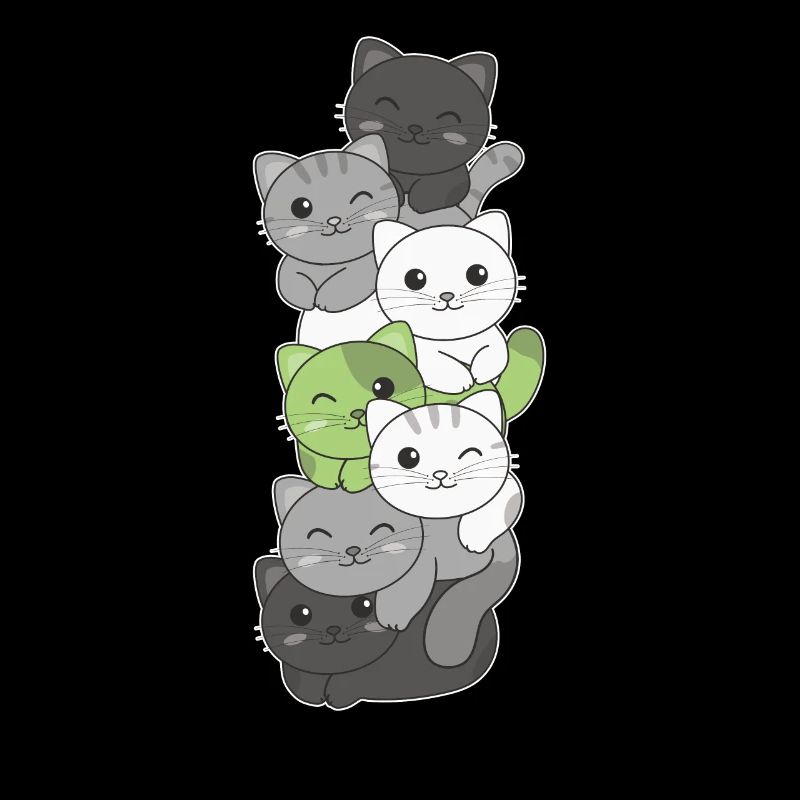Agender Flag Pride LGBTQ Cute Cat Stack