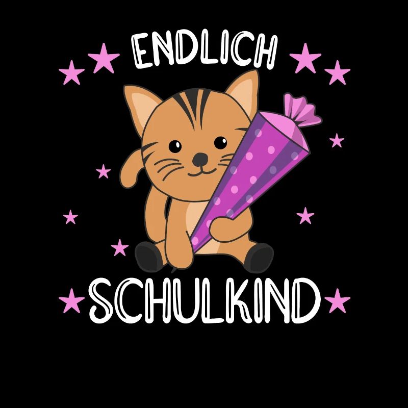 endlich Schulkind Einschulung Schule Katze