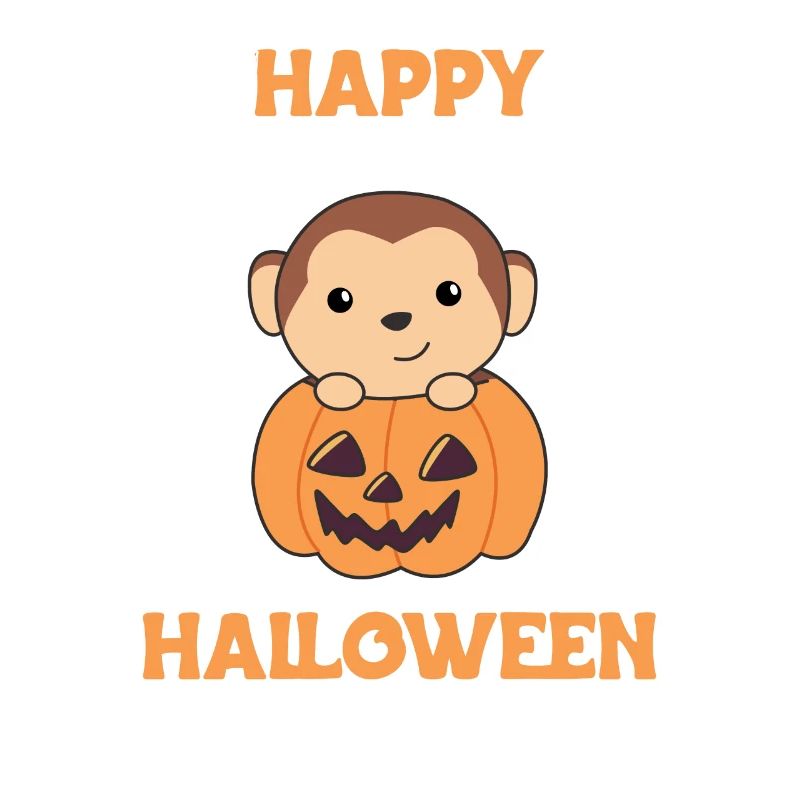 Monkey in pumpkin cute monkey Happy Halloween