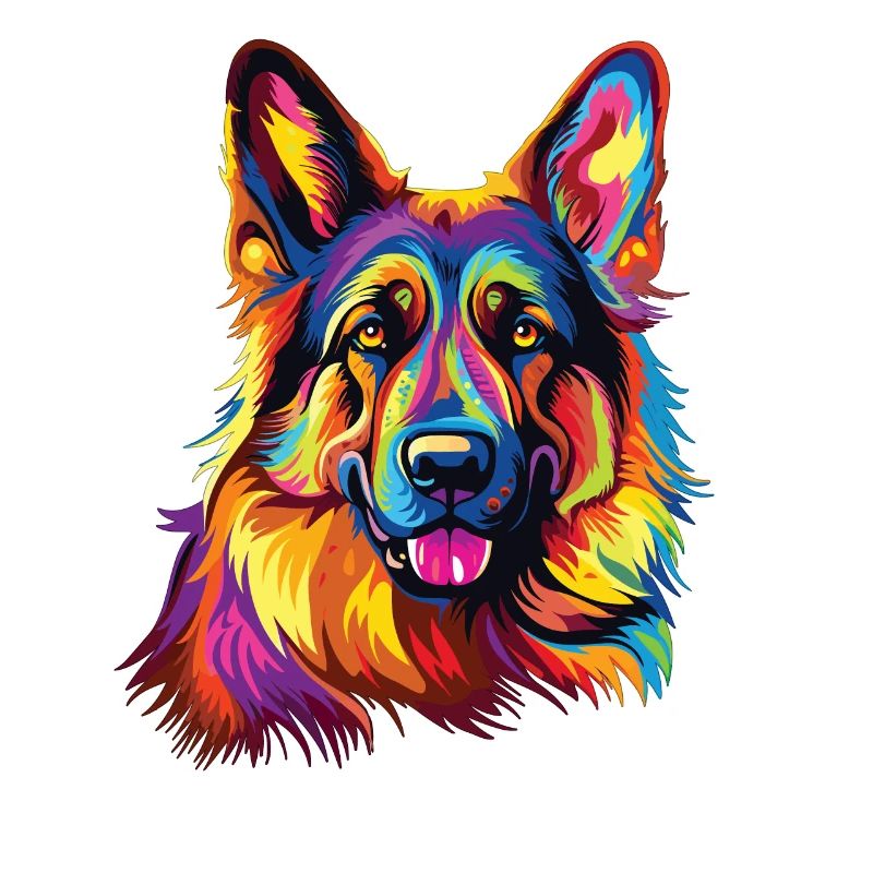 Wasserfarben Farbenfroher Deutscher Schäferhund