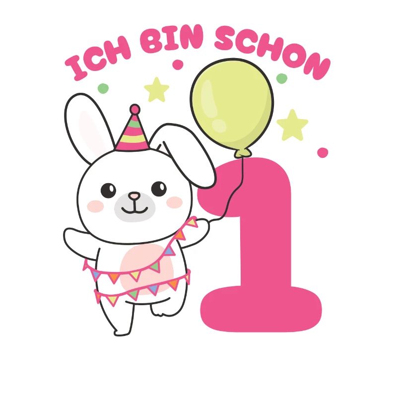 Ich bin schon 1 Hasen Geburtstags Kinder