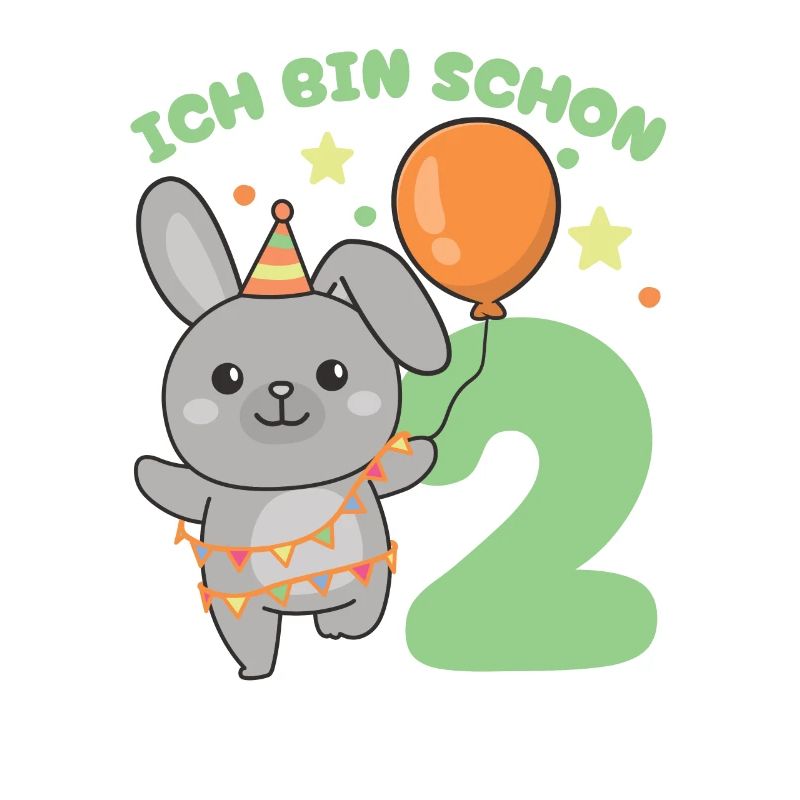 Ich bin schon 2 Hasen Geburtstags Kinder