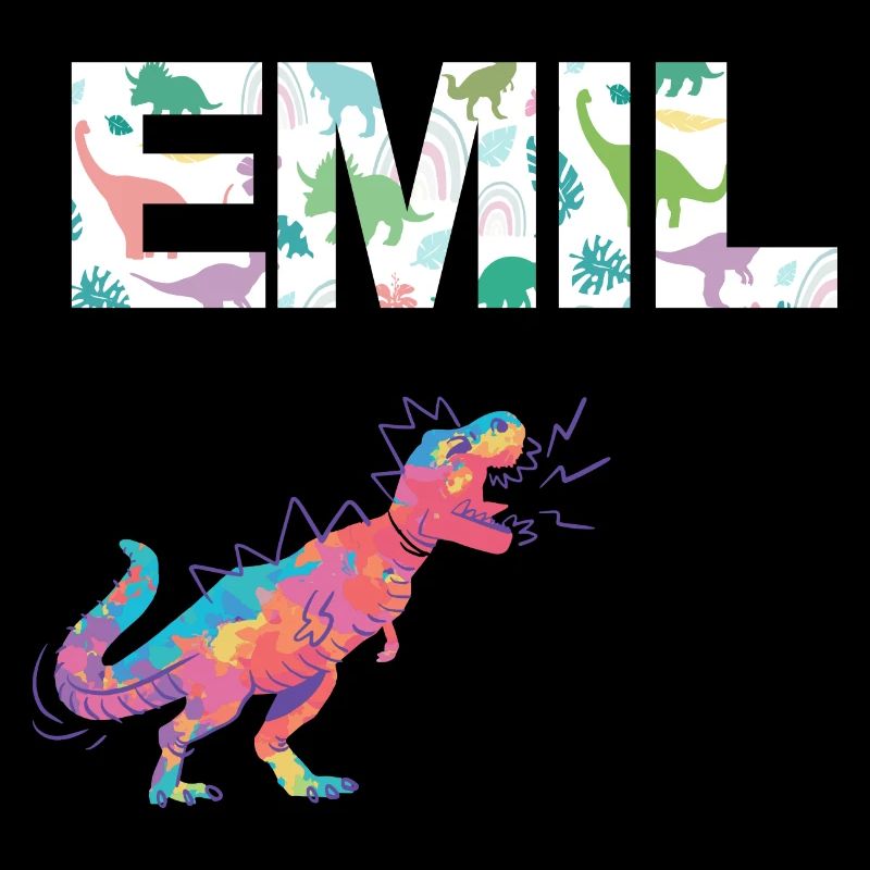 EMIL - Beautiful boy name with dinosaur