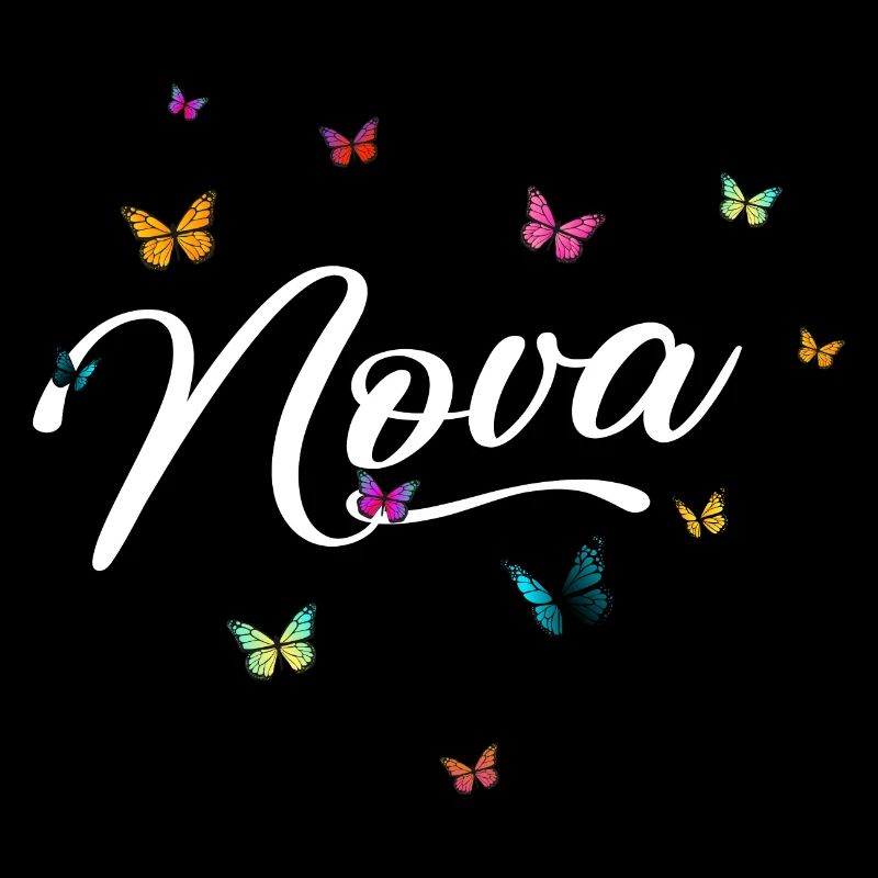 NOVA - Mädchen Name mit bunten Schmetterlingen