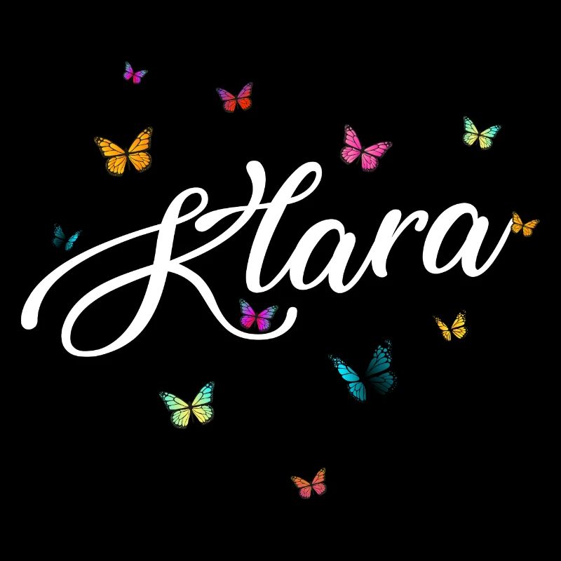 KLARA - Mädchen Name mit bunten Schmetterlingen