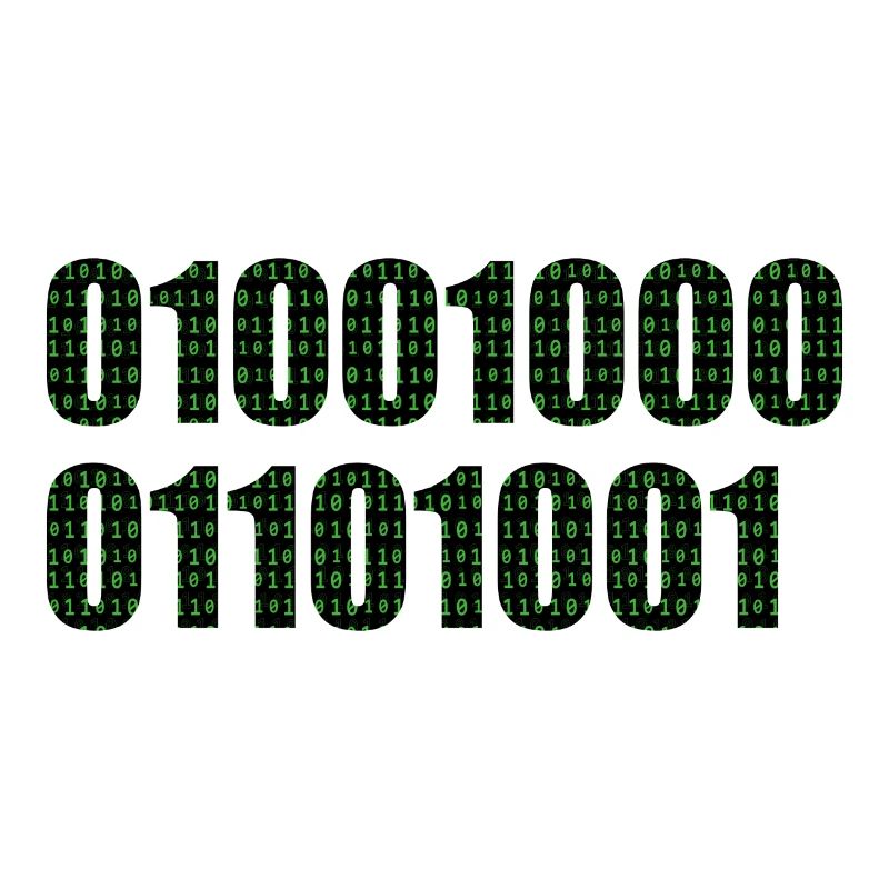 Binary code "Hi"