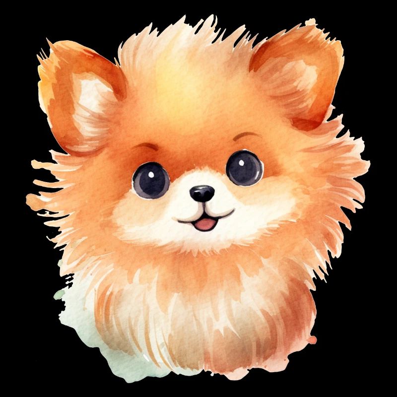 Dessin à l’aquarelle miniature de Spitz