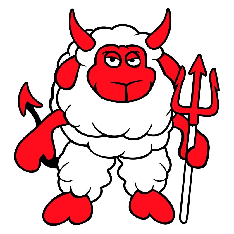 Sheep Devil Satan Hell Evil Trident Horns Cool