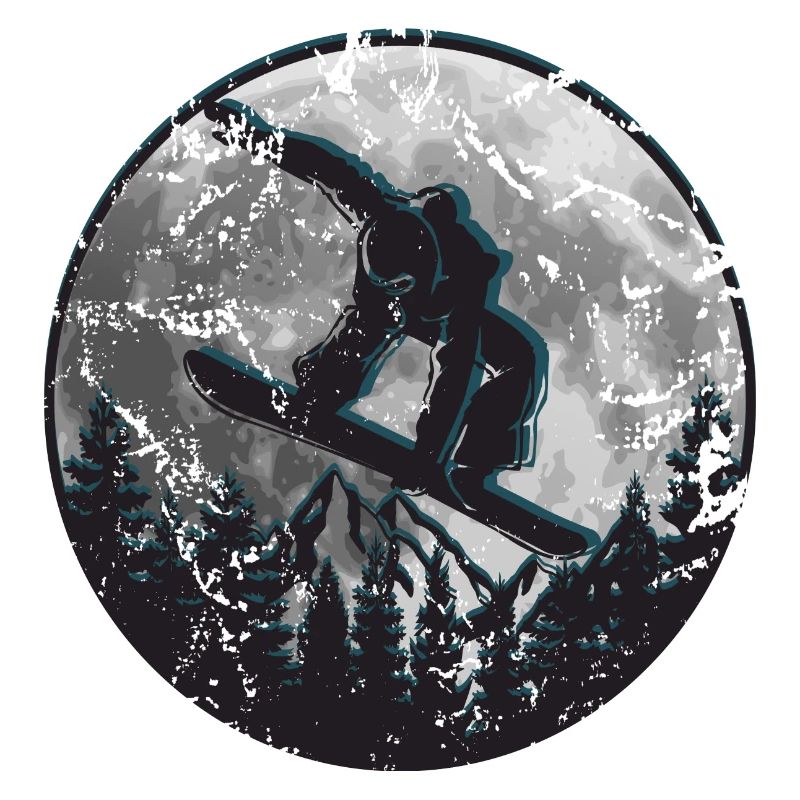 Snowboarder Moon Mountains