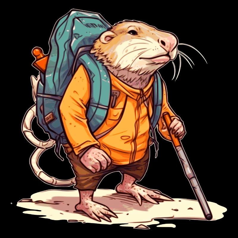 Mole rat equipped like a pro hiker