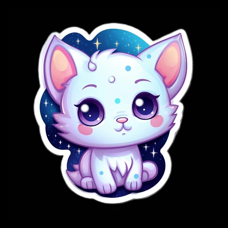 Mignon chat de dessin animé flottant dans l’espace