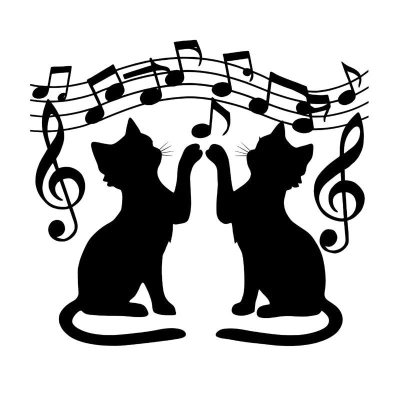 Black cats pattern playing with musical note