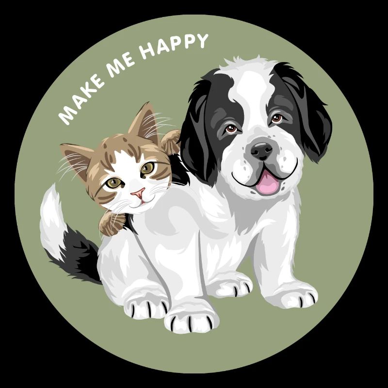 Chien chiot Saint Bernard et chat mignon