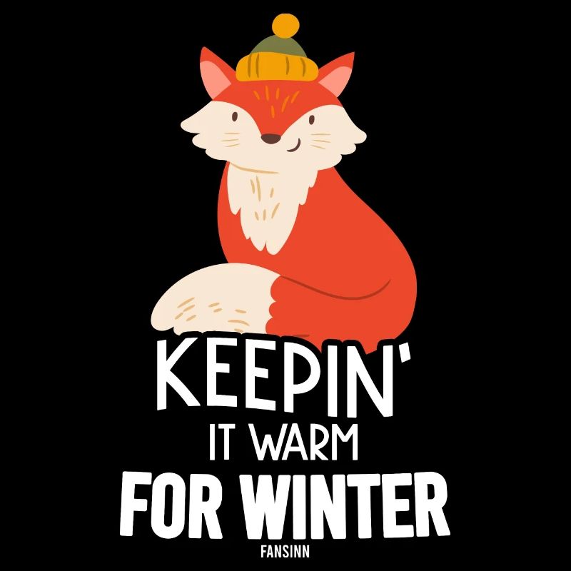 Red fox in winter with winter hat