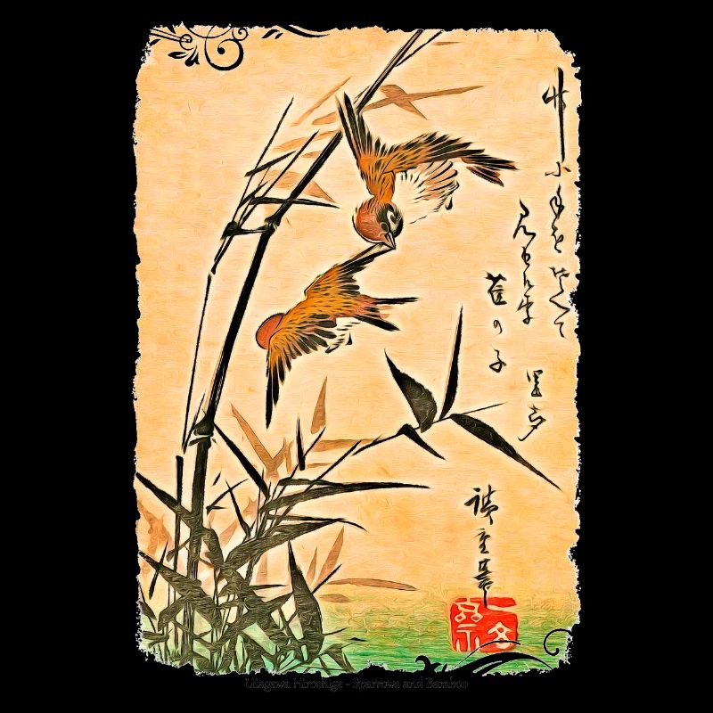 Utagawa Hiroshige Sparrows and Bamboo