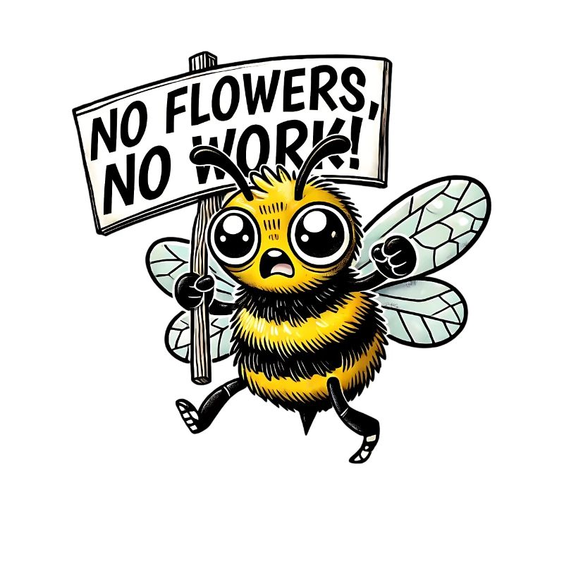 Abeille de protestation Pas de fleurs pas de travail Design