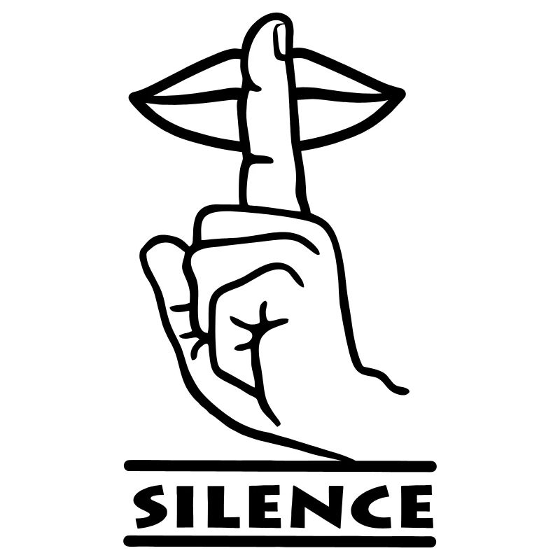 Main avec doigt silence geste de la main 'SILENCE'