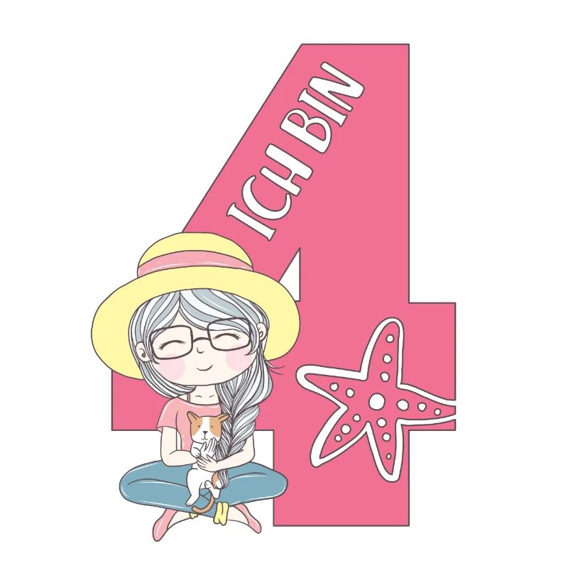 4. Geburtstag Mädchen Ich Bin 4 Jahre Vier Jährige