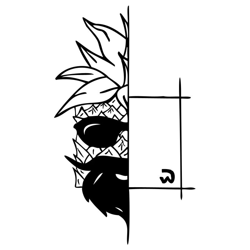 ananas demi-cube avec barbe et lunettes de soleil