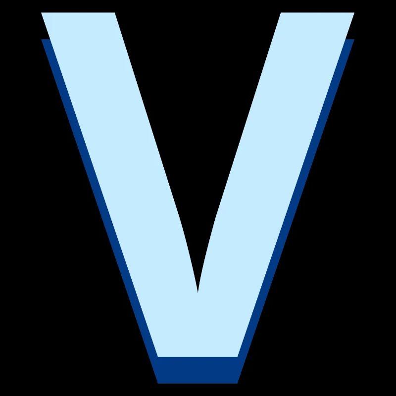 Pop und moderner blauer Buchstabe v