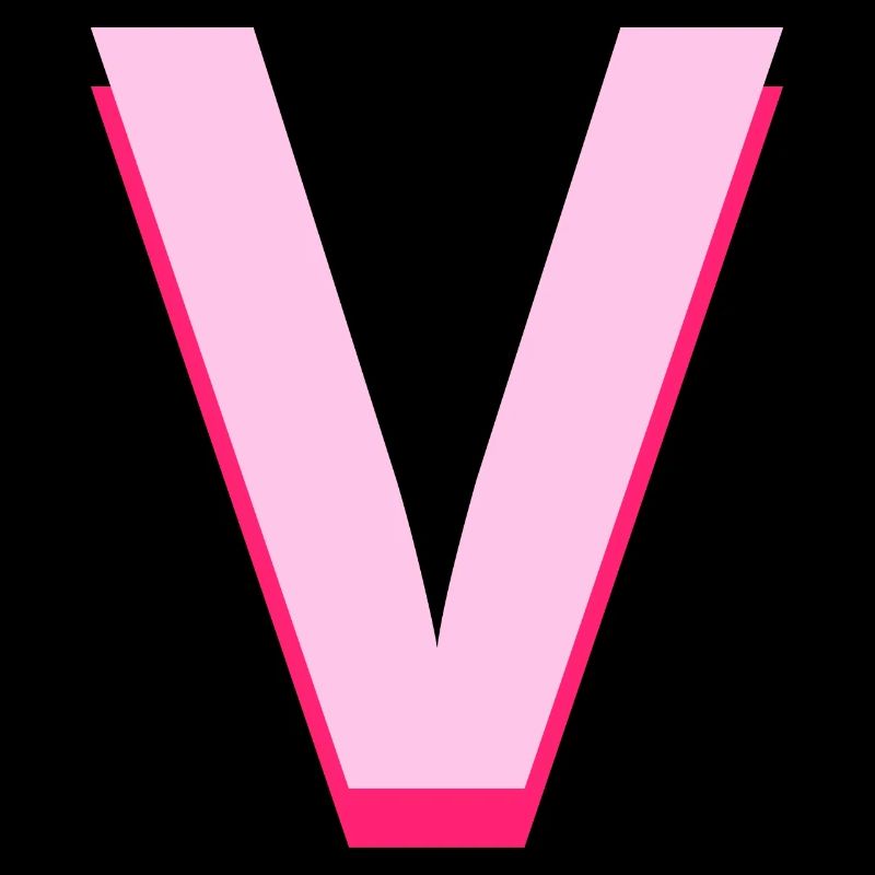 Pop and modern pink letter v