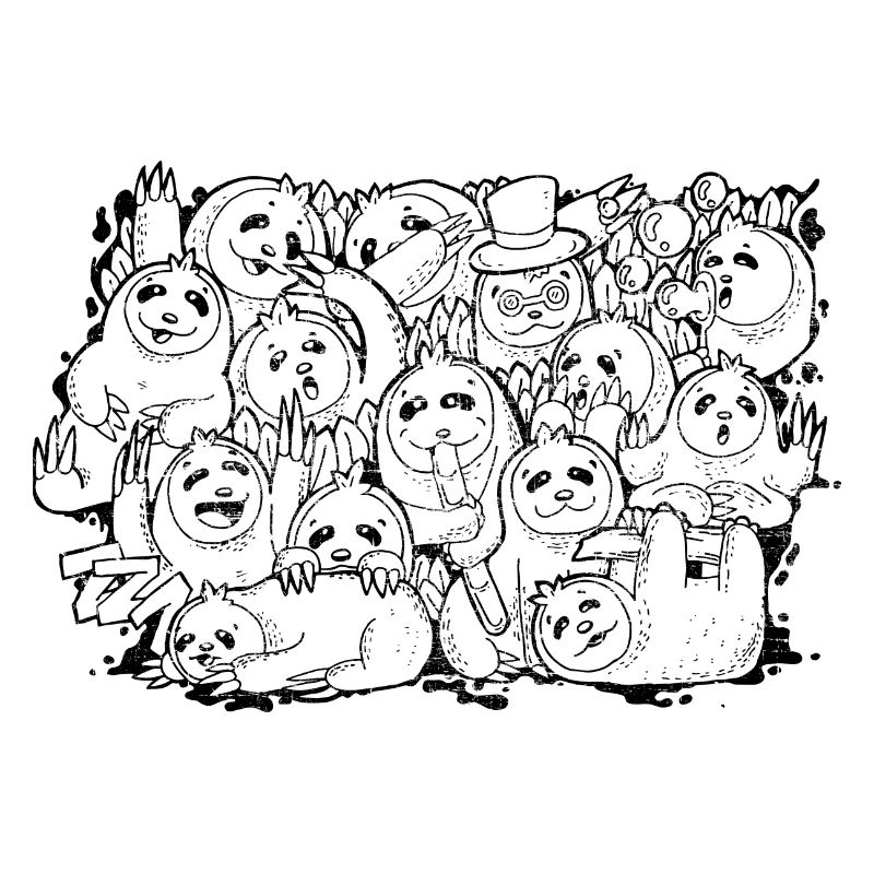 Funny, Crazy, Cute Sloth Doodle