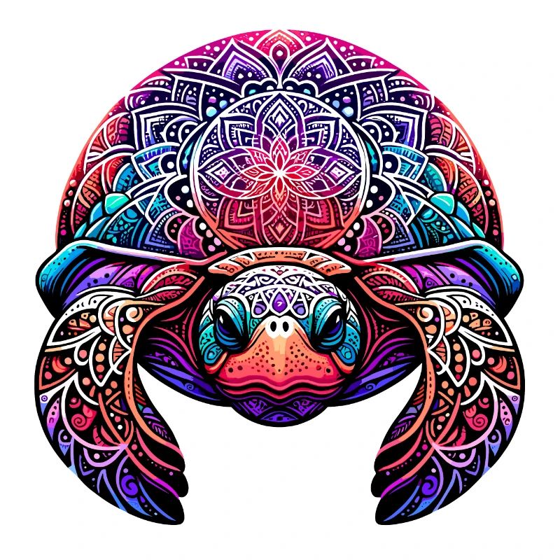 Colorful Mandala Turtle Artwork