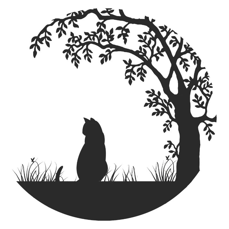 Cat under the tree - cute gift