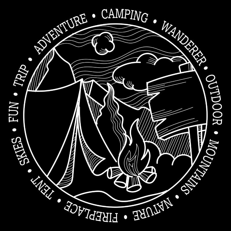 Line Art Simple Camping BLANC