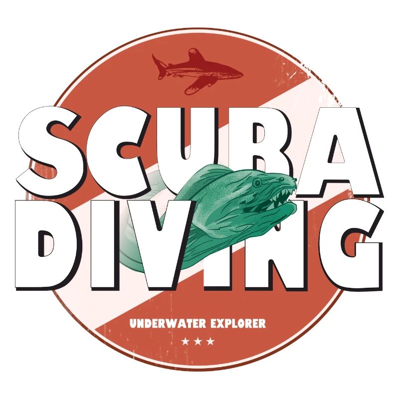 Scuba Diving Patch Logo with Moray Eel