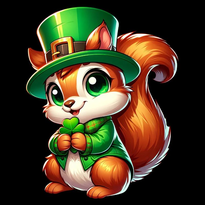St. Patrick's Day Süßes Eichhörnchen Comic Design