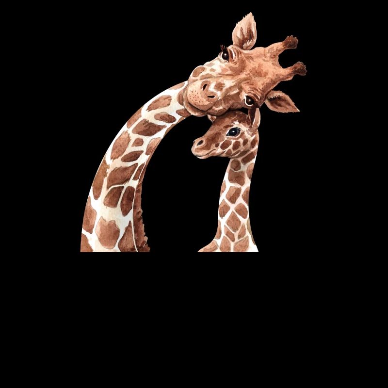 Mutter und Tierbabys Aquarell Giraffe Mutter