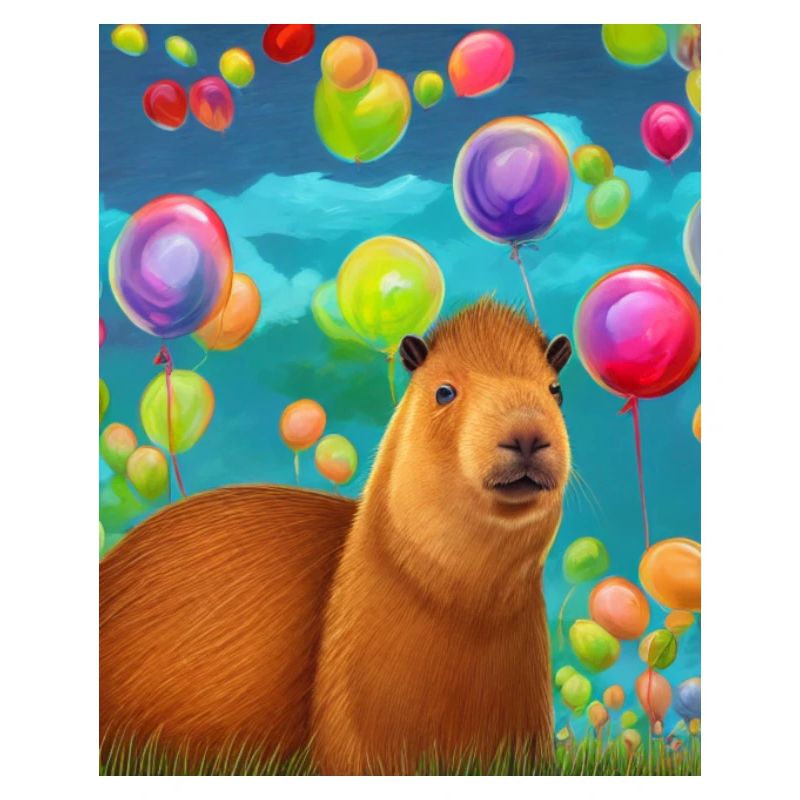 Cooles Comic Portrait von Capybara Geburtstagsfeier