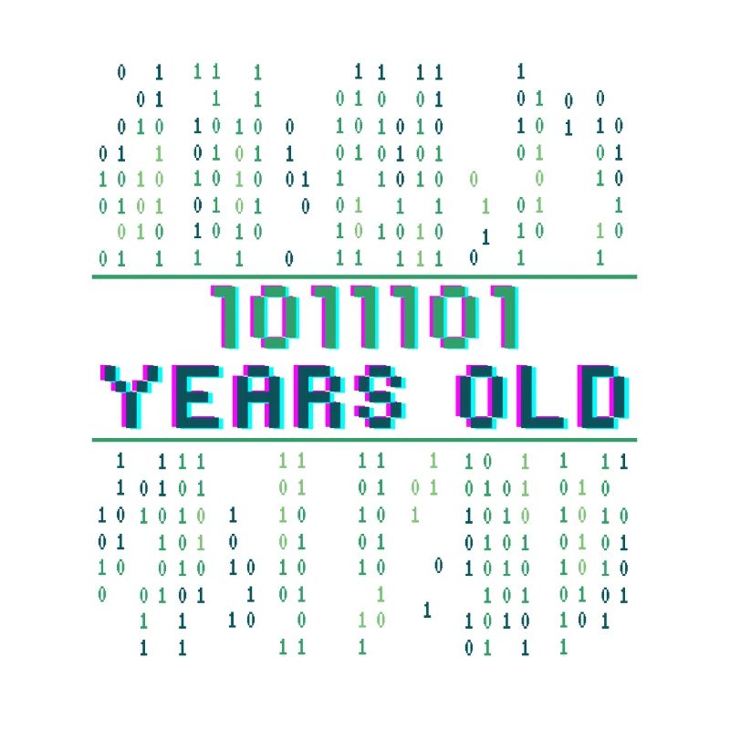 93e anniversaire 93 ans Code binaire Informatique