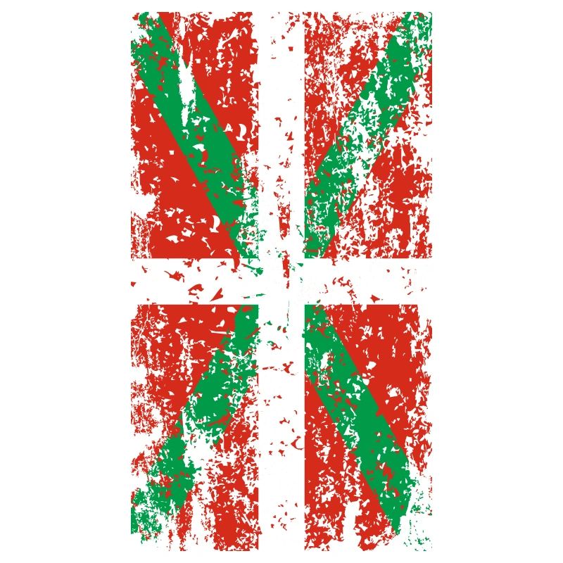 Drapeau Pays Basque usé. Ikurriña.