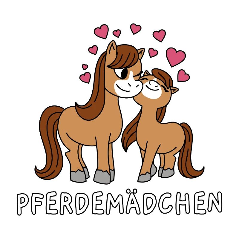 Pferdemädchen Süße Comic Pferde Mädchen Herzen
