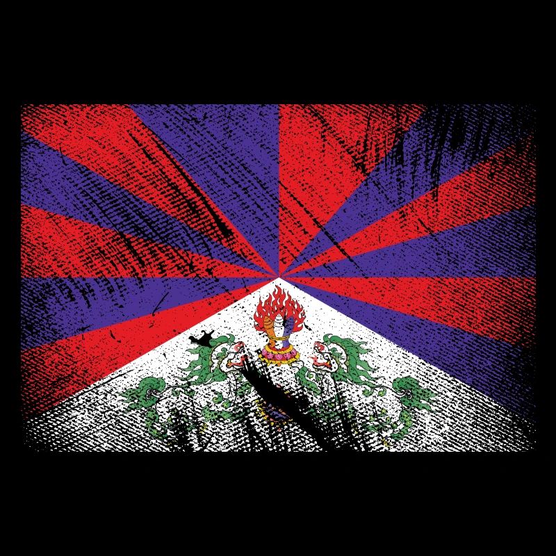 Drapeau du Tibet - brosse grunge