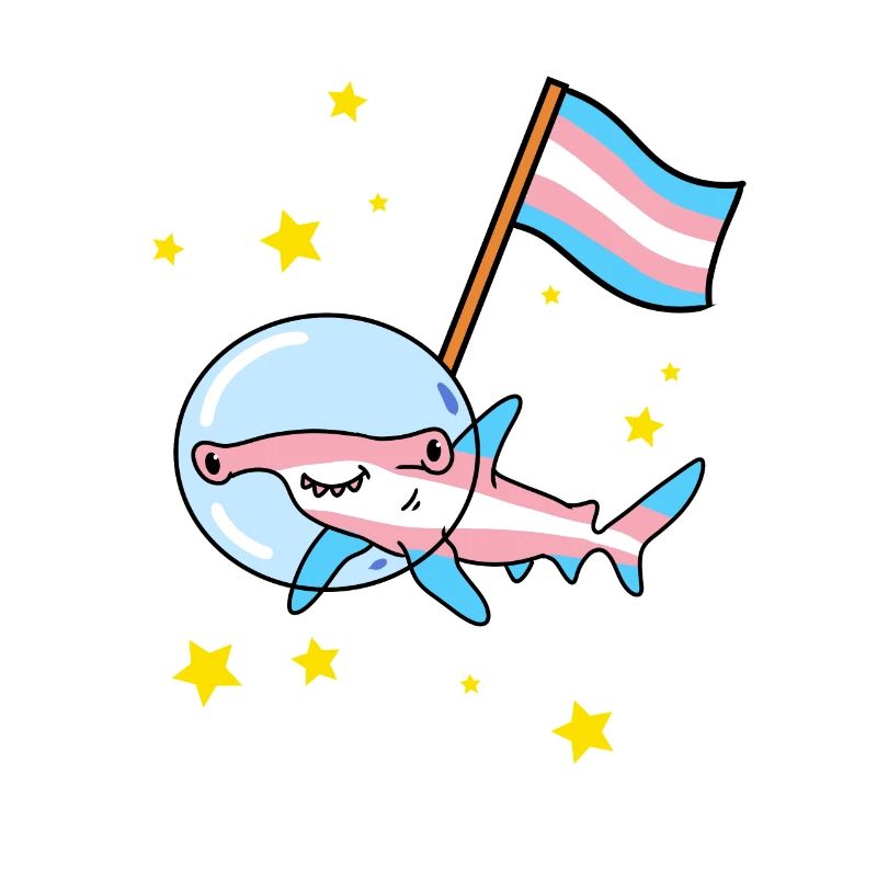 Trans Pride hammerhead shark in space