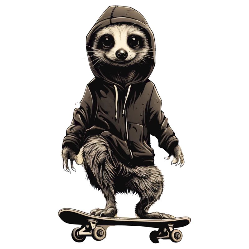 Cooles Erdmännchen auf Skateboard