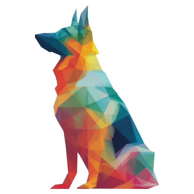 German Shepherd Low Poly Art Desing Colorful