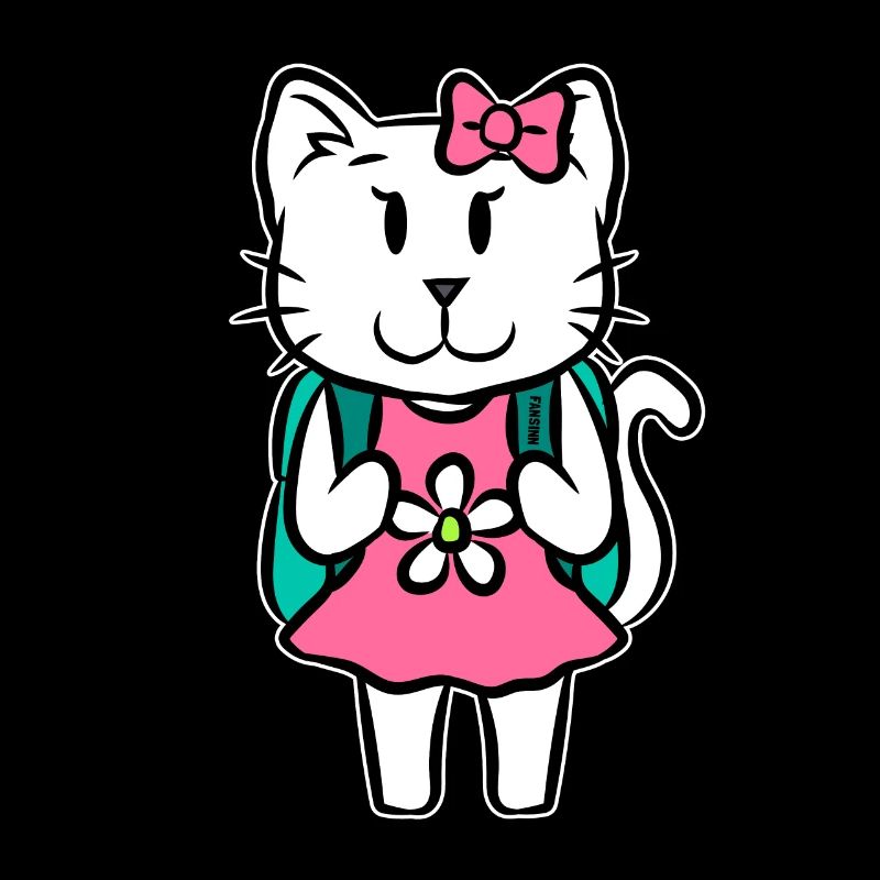 Katze Schule Einschulung Kinder Cartoon Geschenk