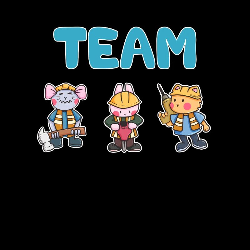 Team construction site worker mouse hare cat gift
