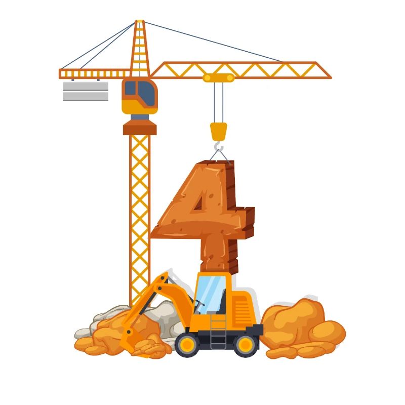 Cadeau d'anniversaire de pelle 4 ans chantier de construction