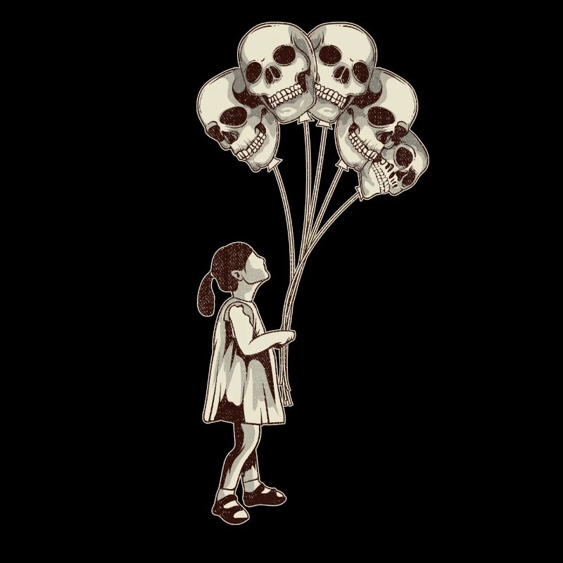 Mädchen Mit Totenkopf Ballons Totenköpfe